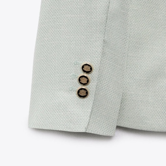 NWT. Zara Light Green Double Breasted Blazer. Size XS. - Picture 6 of 11